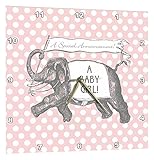 3dRose dpp_220179_2 Jumbo Elephant Baby Girl Greeting Over Pink Polka Dots Wall Clock, 13" x 13" [並行