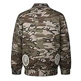 空調服 作業服 夏用 空調風神服 ファン バッテリー セット 四扇風機 長袖 熱中症対策 エアークラフト 紫外線防止 現場工事 PSE認証 (M（55-62.5kg）, カモフラージュ)