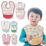 防水お食事エプロン３柄セット　袖なし　フラワー＆アルパカ