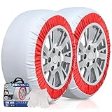 BEIKEMALL 布製 タイヤチェーン スノーソックス チェーン規制対応 非金属 タイヤチェーン 145/80R12 145R12 165/70R12 155/65R13 165/65R13 乗用車用スノーチェーン 165/50R14 165/55R14 155/55R14 165/50R15 簡単装着 ジャッキアップ不要 タイヤ滑り止め 380