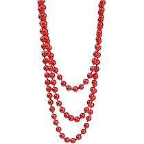 Amazon | ネックレス 女性 長い チェーン ビーズ 赤