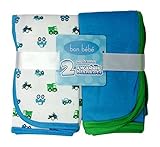 Newborn Baby Receiving Blanket - Newborn Swaddle Receiving Blankets 2 Pack (aqua) by Bon Bebe [並行輸入品