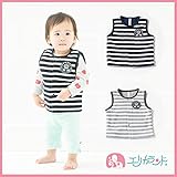 【送料無料メール便発送】【ER2075】ベビーベスト 内側フリース ボーダー生地 新生児サイズ (青, 新生児)