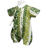 ベビーボーイズ[くろわっさんす べべ]男の子|男児用かわいいカエル柄甚平ロンパースタイプ(日本製生地使用)コットン|綿100％|新生児 50～60cm グリーン
