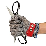 防刃手袋 耐切創手袋 作業用 軍手 ステンレス鋼 メッシュ 切れない グローブ 片手 左右 兼用 (レッド)