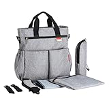 Perfk ベビーおむつバッグ　マザーズバッグ　ママバッグ　ショルダーバッグ　旅行用バッグ　おむつバッグ　収納用バッグ　多機能　防水　全３色 - グレー