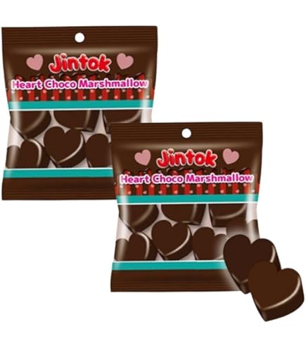 Amazon.co.jp: ジントック ハートチョコマシュマロ いちご味 50g 2袋