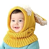 うさぎちゃん耳 ニット帽 ベビー キッズ 赤ちゃん 用 かわいい 防寒 (イエロー)