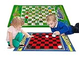 Checkers Board Game and Snakes & Ladders Game, 2 Jumbo Size Mat and Pieces, 2 to 4 Players [並行輸入品]