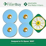 4 - Dyson DC07 (DC-07) Pre Motor Filters, Part 904979-02. Designed by FilterBuy to ALL Dyson DC07 Up