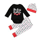 (プタス)Putars ベビー服 子供服 ロンパース 上下セット 女の子 長袖 baby sister ハート柄 帽子付き 可愛い 秋 冬 新生児 歩行服 出産お祝い 記念日 プレゼント 3-18ヶ月