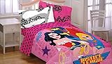 4pc DC Comics Justice League Girl Twin Bedding Set Awesome Power Justice Girl Comforter and Sheets [