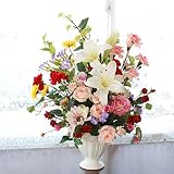 山久【母の日ギフト】 ユリとカーネーションの華やかなアレンジ 1001-5227ｇ 【CT触媒加工】【シルクフラワー】【造花】