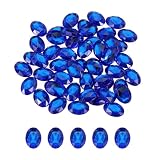 uxcell 50個セット アクリルオーバルジェム 13x18 mm フラットバック人工ラインストーン DIYクラフトビーズ ウェディングパーティー フェイスペインティング 宝石メイキング ブルー
