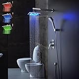 Amzdeal真鍮8インチRainfallシャワーシステム、temperature-sensing RGB LED、ABS携帯型シャワーヘッド