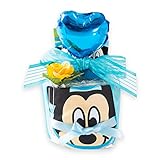 【おむつケーキ ディズニー 1段 男の子 女の子 出産祝い】きっと喜ばれる！おむつケーキ ミッキーorミニー ラッピング付き ご出産祝いに最適 おむつパンパース（Ｓサイズ-テープ） 気軽に送れるミニタ