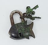 Gardenロック機能的真鍮美しい魚Padlock 3.5 " with 2つキーin Rust Look but新しいアイテム