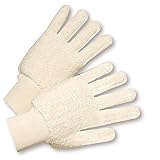 West Chester T24KW Cotton Double-Palm Loop Out Terry Gloves, White, Large (Pack of 12) [並行輸入品]