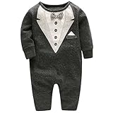 GudeHome ベビー ロンパース フォーマル セレモニー カバーオール 結婚式服 男の子スーツ風 春秋着 長袖 七五三 出産祝い 写真撮影 0-3ヶ月