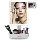 Fancii LED照明付きLarge Makeup Mirror with 10 x拡大鏡ミラー – 調光自然光、テーブルトップ,タッチ画面、USB電源、完全に調節可能なスタンドwithコスメティッ