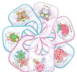 BABY BIBS Boys Girls DAYS OF THE WEEK Terry Waterproof back 10 designs (Rabbit & Flower Style) by Ro