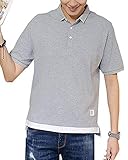 ポロシャツメンズ半袖 ポロシャツ 夏服 トップスメンズ poloシャツ 綿100％ 吸汗速乾 カジュアル ゴルフ シャツ 快適 薄手 立っている襟 3釦仕様です 春夏季対応 夏服 メンズ (グレー, 3XL)