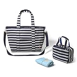 [ルートート]ROOTOTE マミールー マザーズバック 　コットン紺ボーダー柄 バック3点セット　