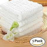 Baby Muslin Washcloths - Natural Muslin Cotton Baby Wipes - Soft Newborn Baby White Towel and Muslin