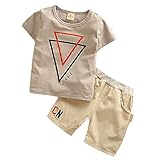 【SEBLES】ベビー 赤ちゃん 男の子 半袖 ラウンドネック プリント 無地 ポケット Tシャツ クール ズボン ボトムス パンツ シンプル セット ツーピース コットン 綿 夏 初夏 春(グレー,
