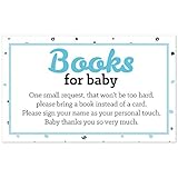 Hello Little One - Blue and Silver - Boy Baby Shower Book Instead of Card Request Insert - Set of 18