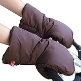 IntiPal ベビーカー用手袋 グローブ 保温 防寒 ハンドマフ ハンドカバー ミトン ベビーカー用ミトン 防水 (ブラウン)