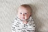 Milk Snob Over-sized Muslin Swaddle Blanket Black and White Numbers by Milk Snob