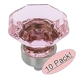 Cosmas 5268sn-pサテンニッケルキャビネットハードウェアノブwithピンクガラス – 1 – 1 / 4 "直径 10 Pack シルバー 5268SN-P - 10 Pack