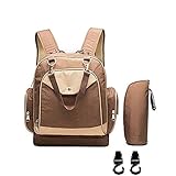 3つのアレンジ マザーズリュック 大容量ママバッグ！保温哺乳瓶ポーチとおむつ替えシート、ベビーカーフック付 (ブラウン)