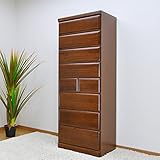 チェスト 開梱設置 幅60 タワーチェスト 8段 桐たんす 大川家具 箪笥 ハイチェスト 桐無垢 AYU-3-167-KK (ブラウン)