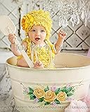 ベビーレースビーニー帽子☆イエロー