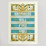 HAMMER PRESS ハンマープレス アメリカ発 おしゃれで温かみのあるアートプリントポスター happiness will find you 【正規輸入品】