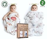 Baby Must Have & # x2764 ; & # xfe0 F ; -のセット2プレミアムオーガニックコットン100 %モスリンブランケットby babyju – ユニセックス – キュー