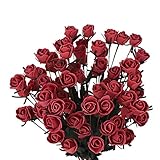 Soled 6ヘッドロールハートバラシルクFlower Arrangement人工フェイクブーケ結婚式ホームガーデン装飾 – 5束 レッド Artificial Flowers F33