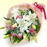 誕生日フラワーギフト　花キューピット ユリのミックス花束