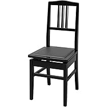 美品　YAMAHA ピアノ椅子　黒色　木目 Amazon.co.jp: 名陽木工 No.5 黒塗・黒座面 ピアノ椅子 背付
