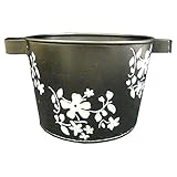 TOSCOM ZACZOO 花柄入りプランター入れ 黒地 S 71-0035-99