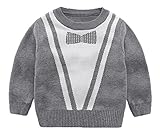 (コ-ランド) Co-land ベビー服 セーター ニット 長袖 男の子 子供トップス クルーネック 蝶ネクタイ図案 プルオーバー 紳士 冬 通園 通学 80 グレー