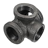 1 インチ4ウェイパイプ継手可鍛鉄黒サイドアウトレットティーメスチューブコネクター