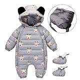 新生児　ロンパース　カバーオール　ダウンコート　ベビー服　赤ちゃん服　冬　暖かい　厚手　防寒　男女兼用 (グレー, 80)