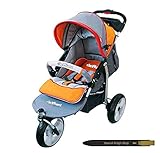 [Elephant Super Jogger] スーパー ジョガー 3輪ベビーカー (Super Jogger 3 Wheeled Stroller), 安全な設計, ワンタッチ折りたたみ [海外直送