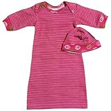 【未熟児】【低出生体重児】【早産児】用 ベビー服：ピンクストライプガウン 帽子付き