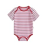 baby fruit 夏 ベビー服 ボーダー 半袖ロンパース 女の子 男の子 赤ちゃん 服 ボディスーツ かぶり 出産お祝い ギフト レッド 80cm