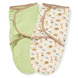 Summer Infant SwaddleMe 2 Pack 100% Organic Adjustable Infant Wrap, 7-14 Lbs, Small-Medium, Ivory/Gr