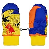 アスナロ（グローブ） スノーミトン 男の子 キッズ 子供 恐竜 リブ 手袋 防寒 フリースKS イエロー